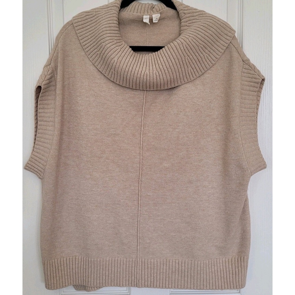 MOTH by Anthropologie Beige Cowl Neck Sleeveless Sweater MP Petites Women